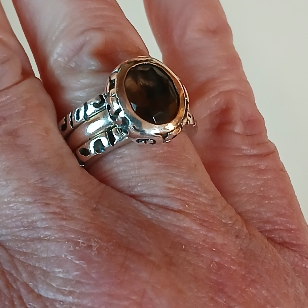 Silpada R-1384 Smokey Quartz 925 Sterling 3 Piece Ring - Picture 9 of 9